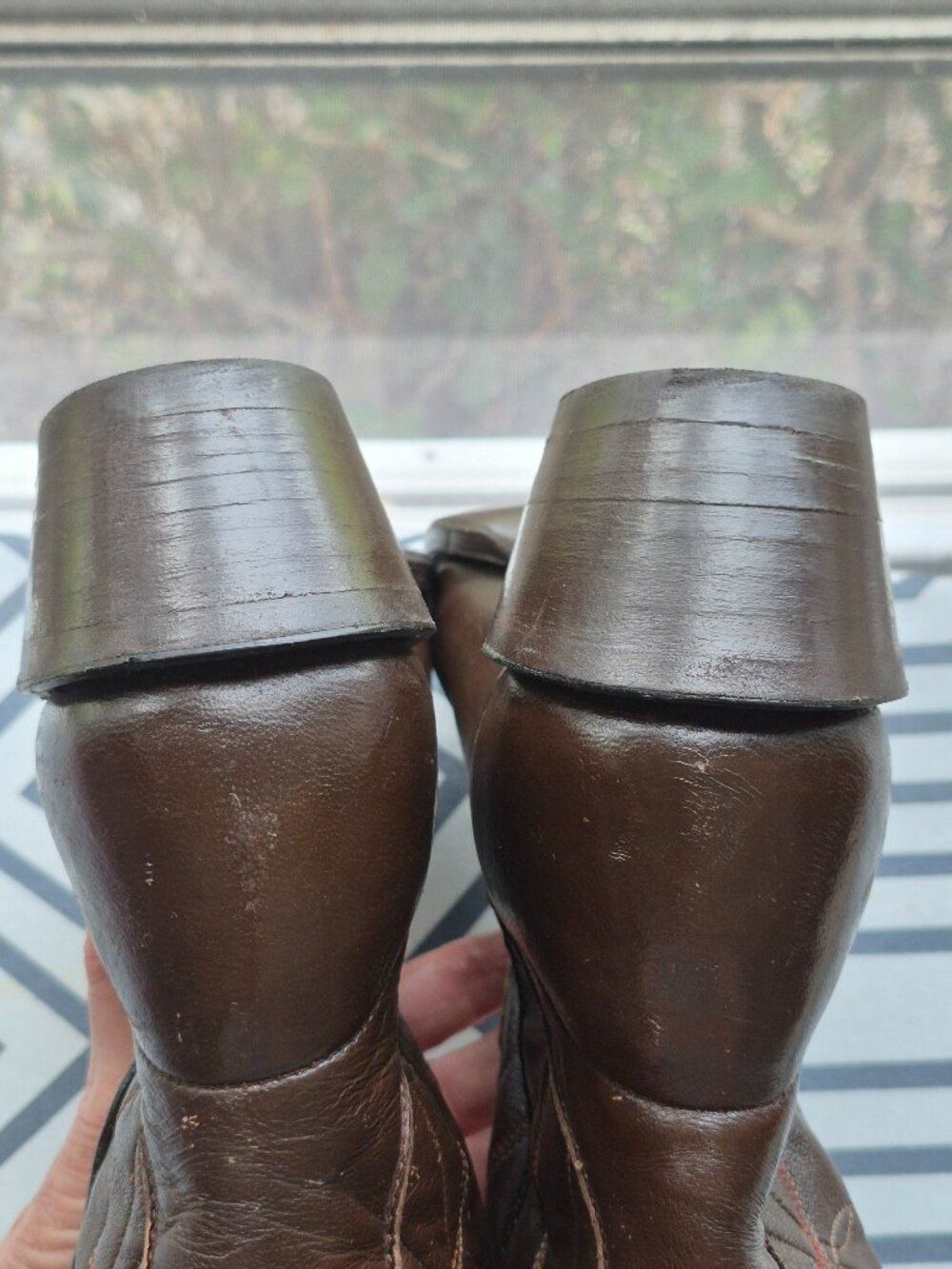 Sanders 16" Tall Western Cowboy Boots Decorative Stitching Handcrafted Men's 9 B - Picture 11 of 16